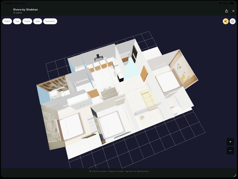 3D top-down apartment view